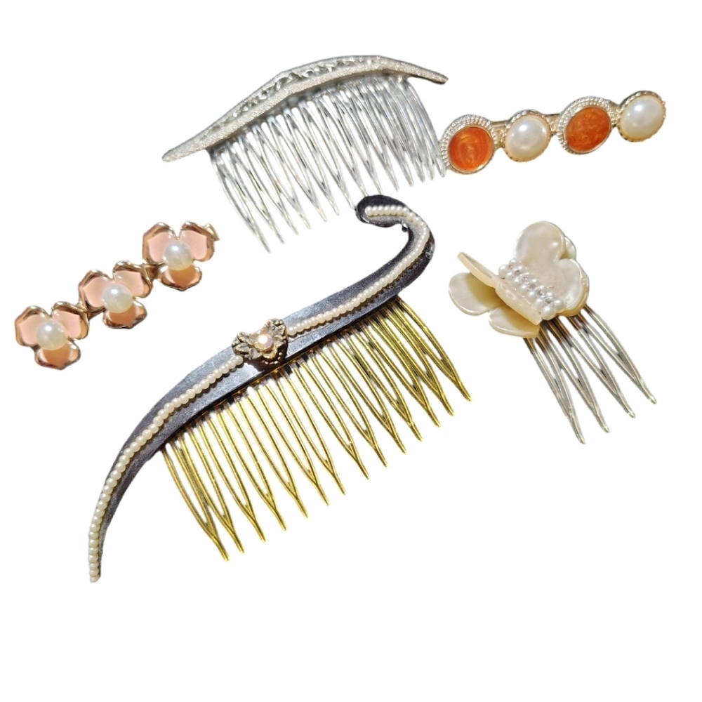 Gold & Silver Vintage-Inspired Hair Accessory Bundle | Combs & Barrettes